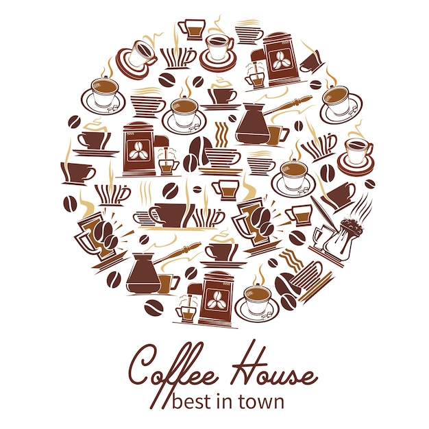 Cartel de café y café de cafetería de vector