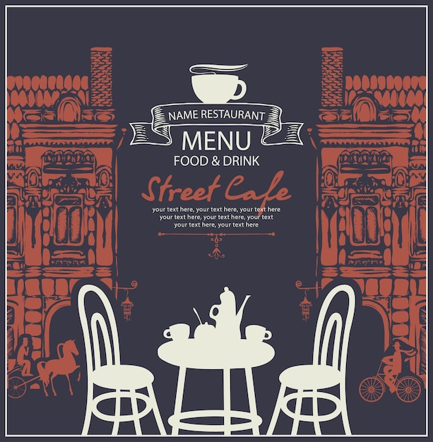 cartel con café de la calle por la noche