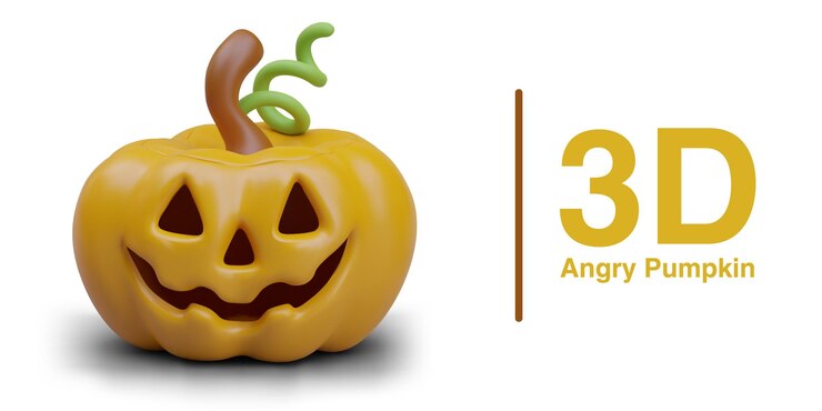 Vector cartel con calabaza enojada naranja con sonrisa y lugar para el texto
