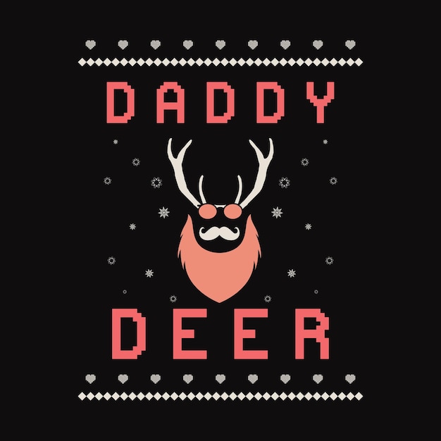 Cartel de caligrafía de silueta de cita de letras navideñas con cita papá ciervo con ilustración de reno