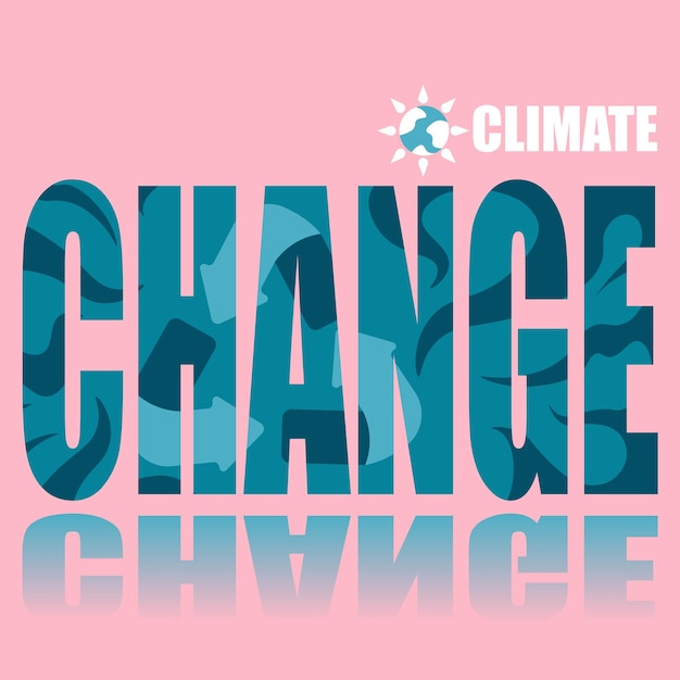 Cartel de cambio climático Cartel vectorial sobre un tema social Cambio climático en fondo rosado