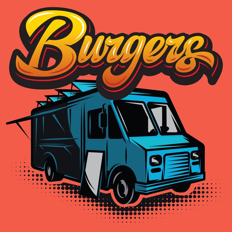 Vector cartel con camión de comida rápida good burger car
