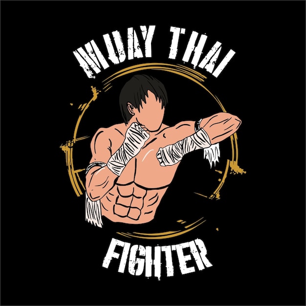 cartel de camiseta de ilustración de vector de diseño moderno de muaythai