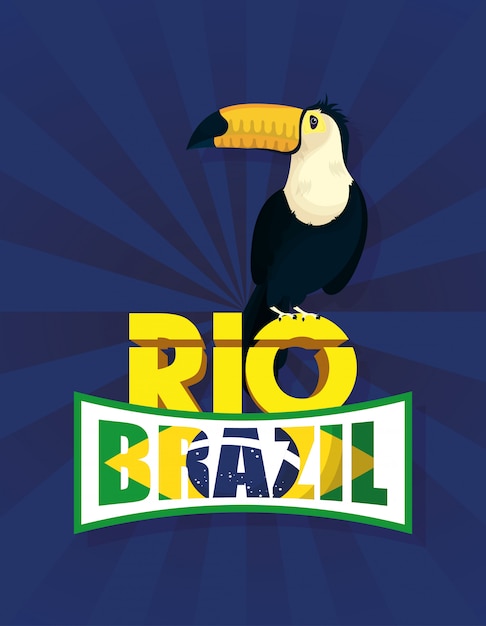 Cartel de carnaval de brasil con tucán pájaro exótico