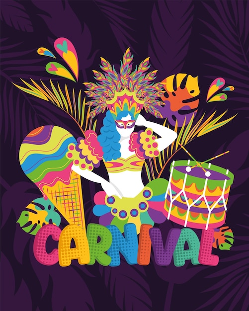 Cartel de carnaval brasileño de colores Vector