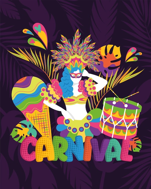 Vector cartel de carnaval brasileño de colores vector