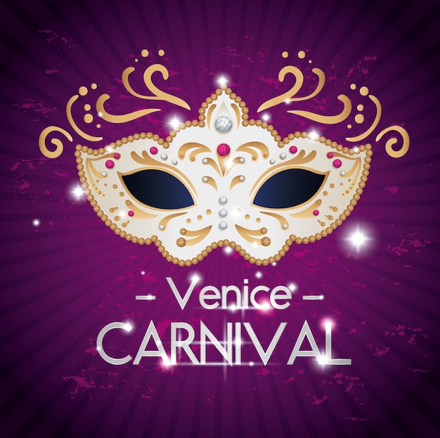 Cartel del carnaval de venecia con máscara