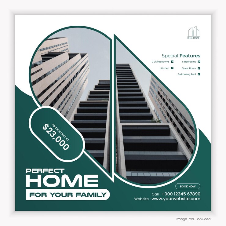 Vector un cartel para una casa en venta con una imagen de una escalera