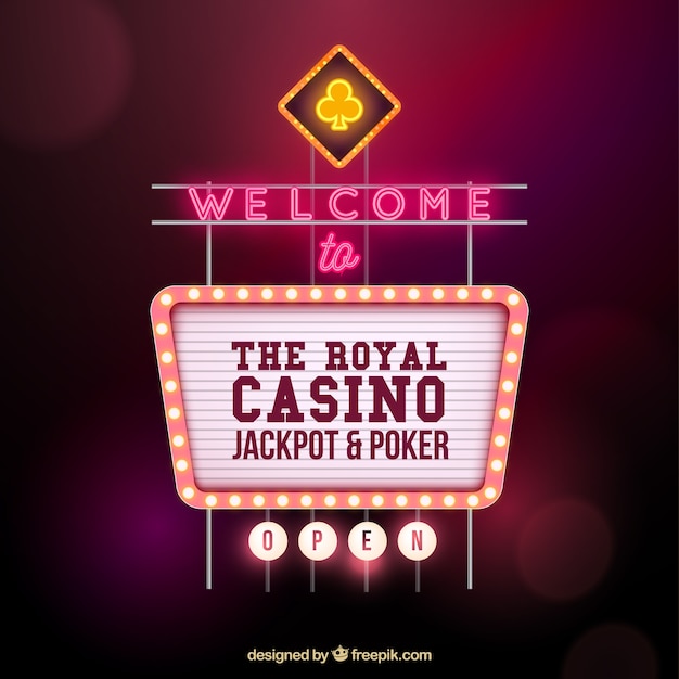 Cartel de casino con diseño de bienvenida