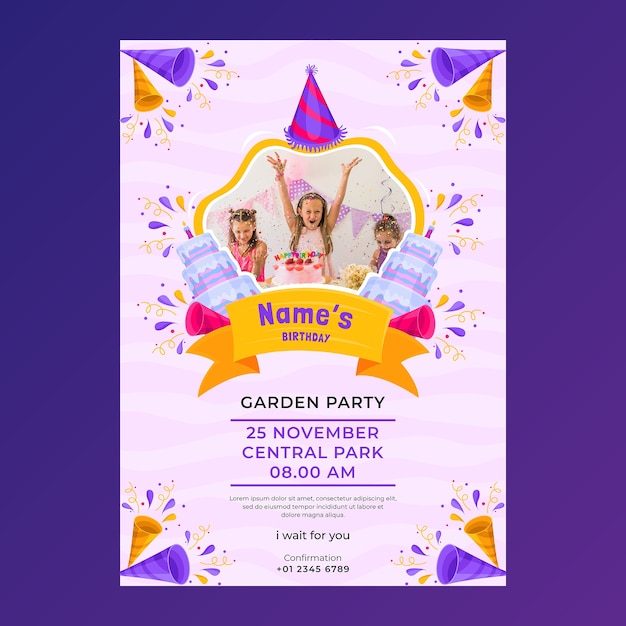 Cartel de celebración de cumpleaños dibujado a mano