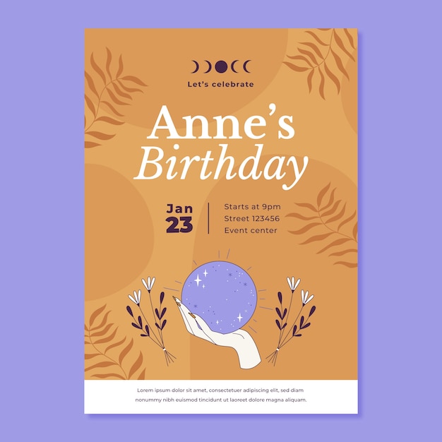 Cartel de celebración de cumpleaños dibujado a mano