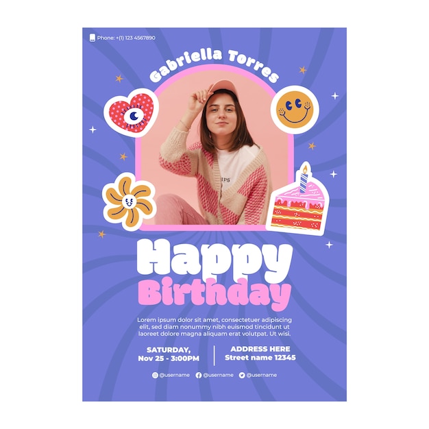 Cartel de celebración de cumpleaños dibujado a mano