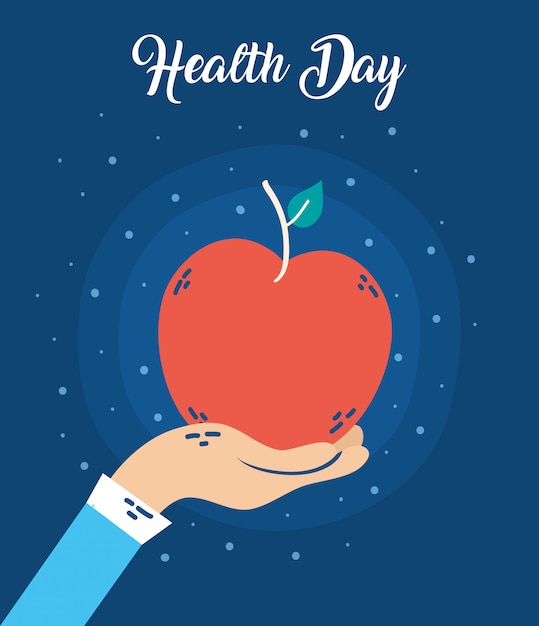 Cartel de celebración del día de la salud con manzana