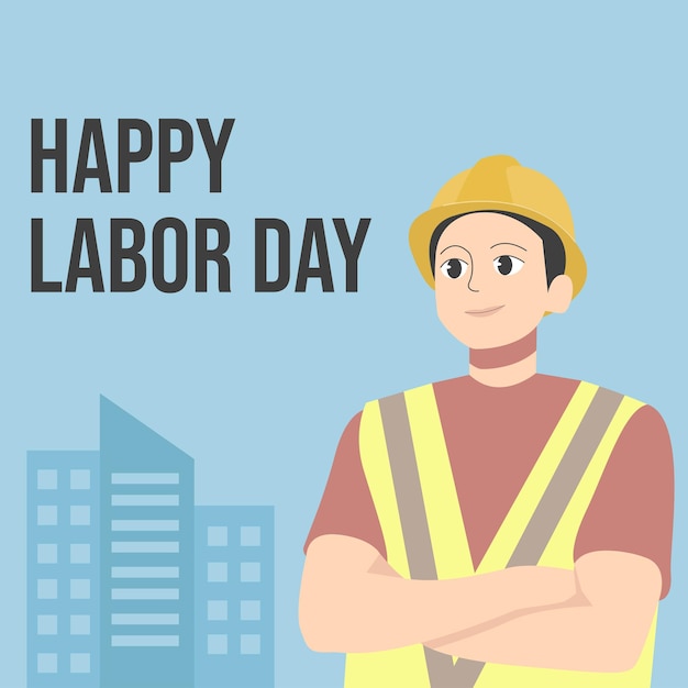 cartel de celebración del día del trabajo con ilustración de trabajadores de la construcción