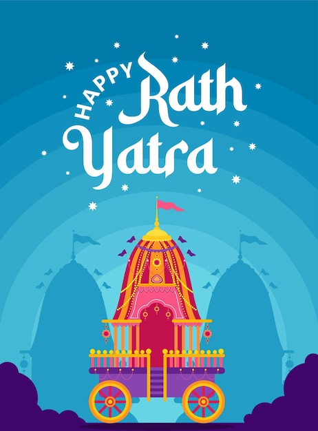 un cartel para una celebración del festival rath yatra ilustración del estandarte