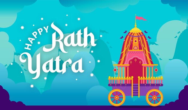 un cartel para una celebración para la India plano rath yatra ilustración de la bandera