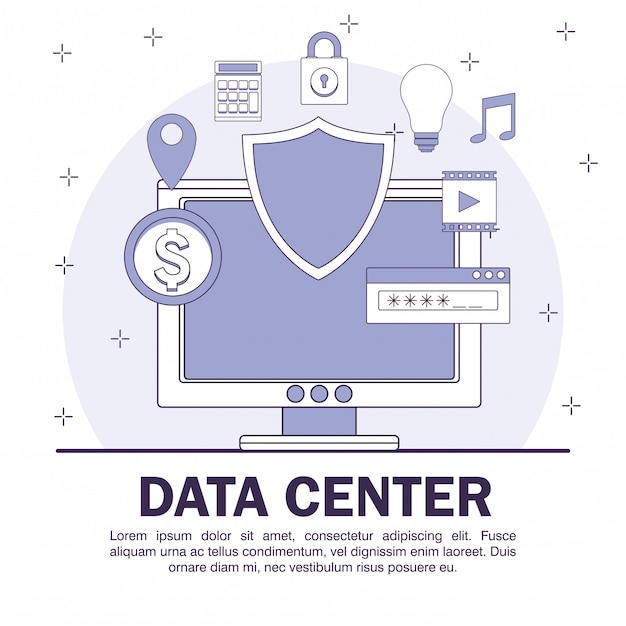 Vector cartel del centro de datos con información