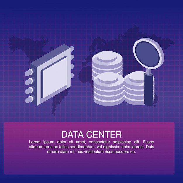 Vector cartel del centro de datos con información