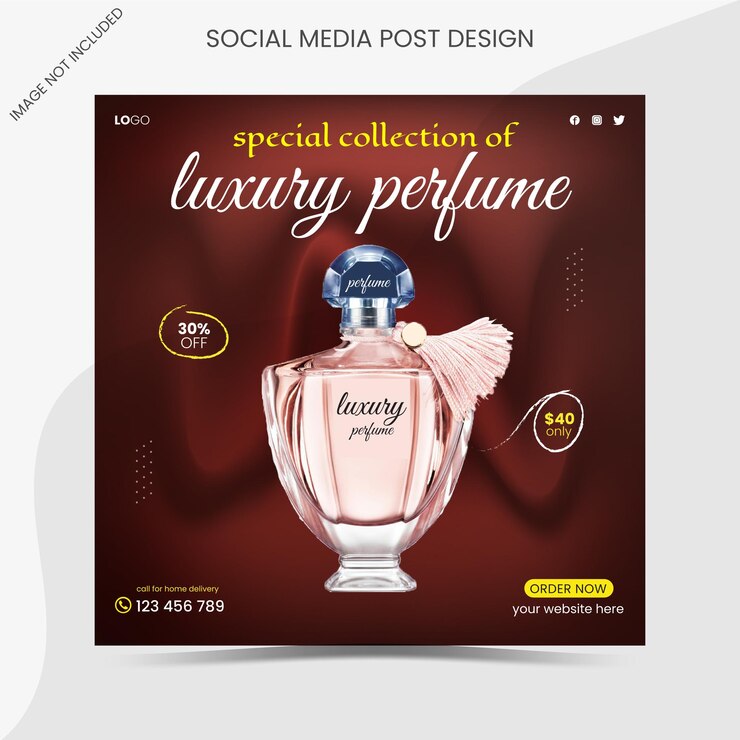 Un cartel para una colección especial de productos de belleza cosméticos de perfume de lujo redes sociales Facebook