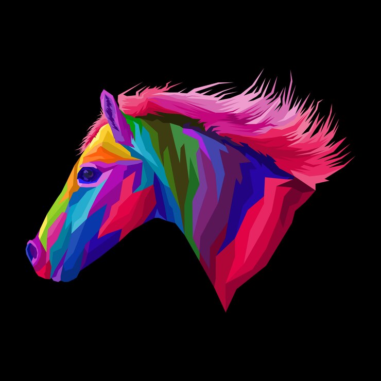Vector cartel colorido del arte pop del caballo
