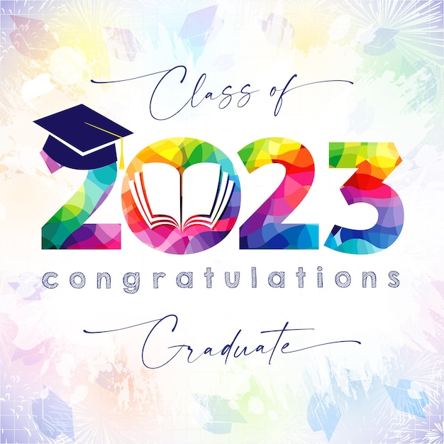 Un cartel colorido para la clase de graduación de 2023 Fondo educativo de banner de baile creativo