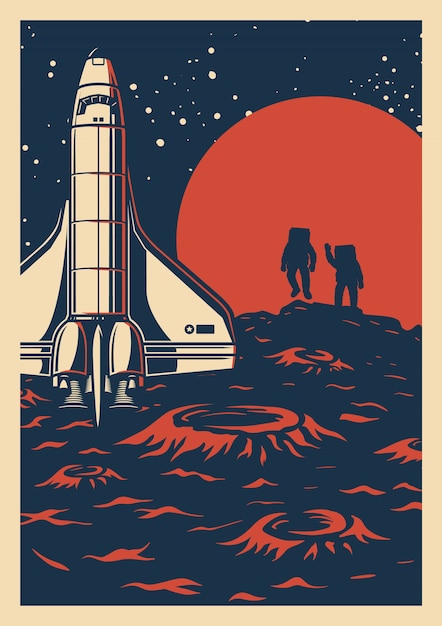 Cartel colorido de exploración espacial