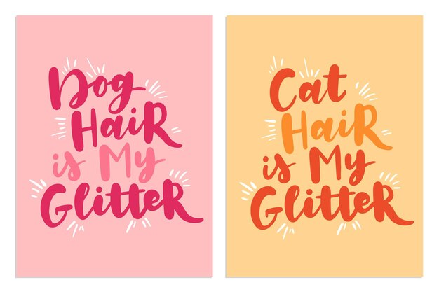 Cartel colorido de frase de gato y perro citas inspiradoras sobre perro gato y mascotas domésticas frases escritas a mano para letras de adopción de gato y perro de cartel adoptar un perro gato
