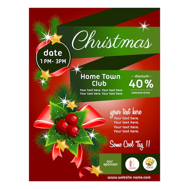Cartel colorido de la Navidad con la decoración de la cinta