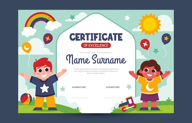 un cartel colorido para un nombre de un certificado de nombre