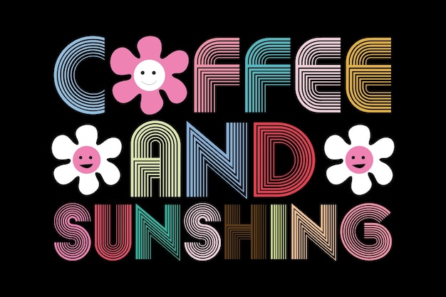 Un cartel colorido que dice café y sol.
