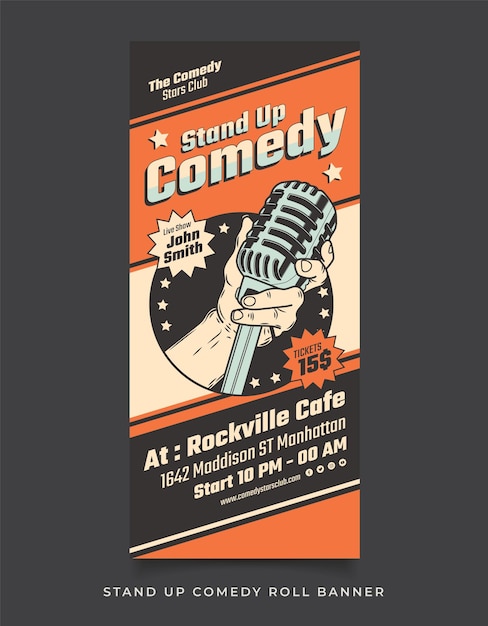 Un cartel de comedia stand up en rockville cafe