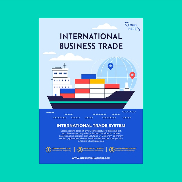 Cartel de comercio internacional de diseño plano