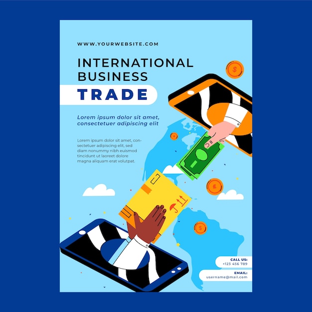 Cartel de comercio internacional de diseño plano