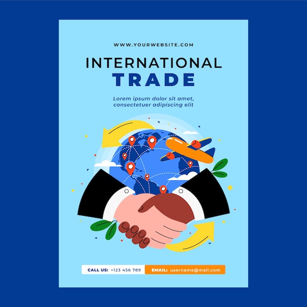 Cartel de comercio internacional de diseño plano