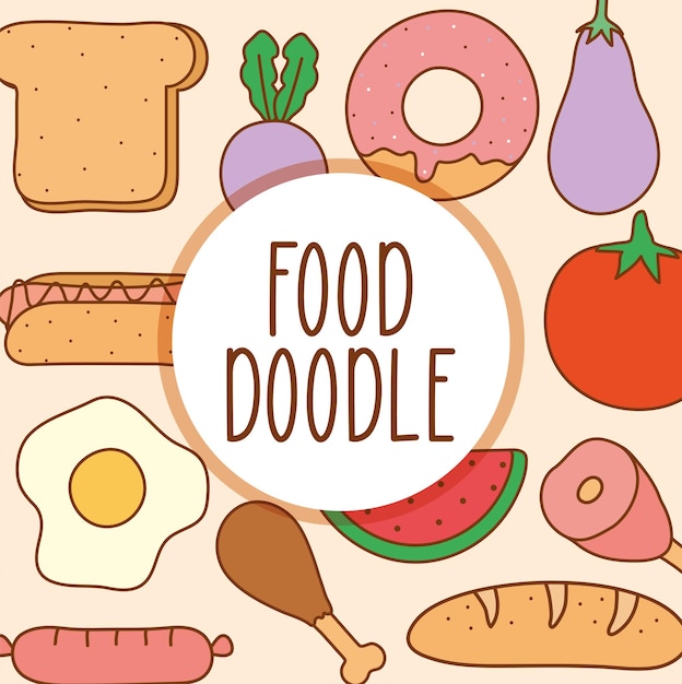 Cartel de comida Doodle