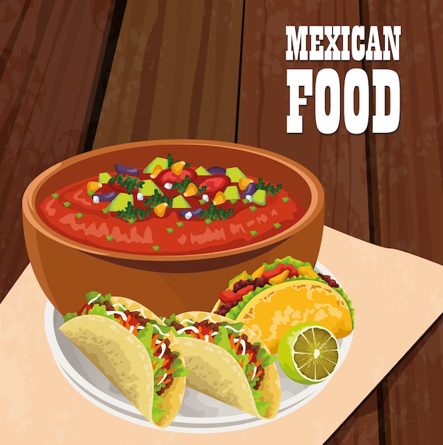 Vector cartel de comida mexicana con tacos