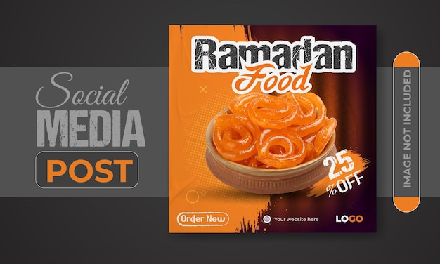 Vector un cartel de comida de ramadán con una foto de la comida.