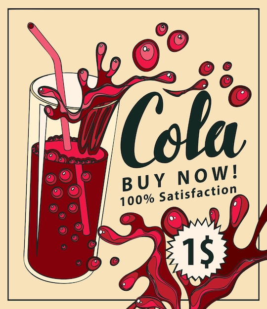 cartel de comida rápida con vaso de cola