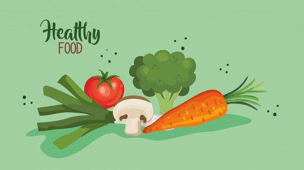 Cartel de comida saludable con zanahoria y verduras