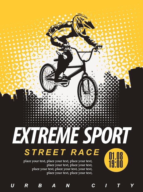 Vector cartel de competición de ciclismo extremo