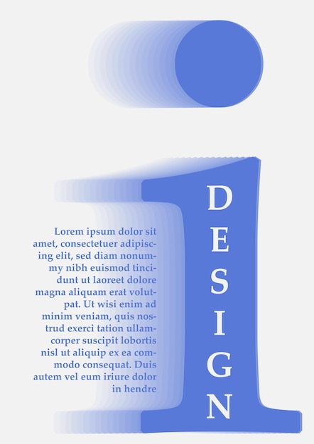 Cartel con concepto de letra azul i en fondo blanco creatividad abstracta y tipografía artística y