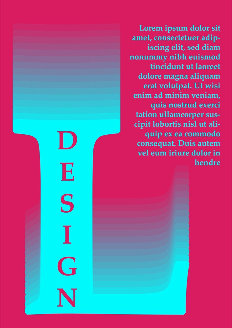 Vector cartel con concepto de letra azul l en fondo rojo creatividad abstracta y tipografía artística y