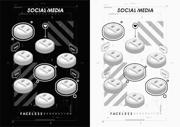 Vector cartel del concepto de redes sociales. banner de web de promoción moderna para aplicaciones móviles de redes sociales.