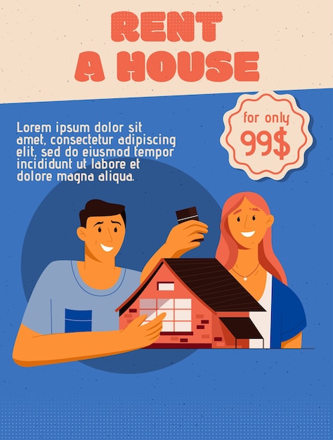 Vector cartel del concepto rent a house