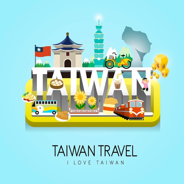 Cartel del concepto de viaje a Taiwán