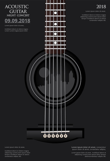 Vector cartel de concierto de guitarra