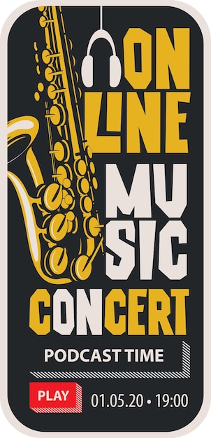 cartel para un concierto en línea con saxofón