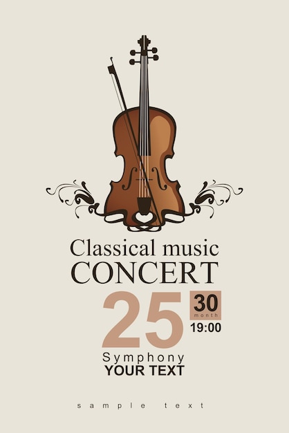 cartel para un concierto de música clásica con violín