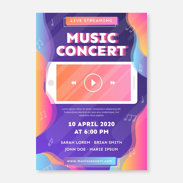Cartel de concierto de música en vivo