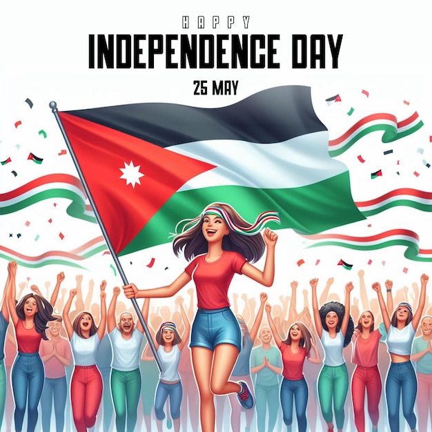 Vector cartel conmemorativo del día de la independencia de jordania